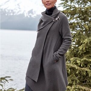 Garnet Hill Asymmetrical Boiled-Wool Coat size 14